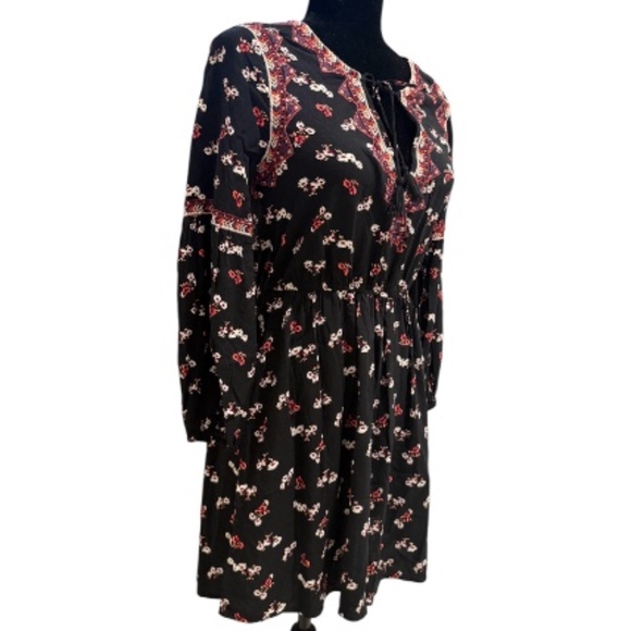 🌺 Forever 21 Boho Floral Long-Sleeve Mini Dress – Size Small - Picture 4 of 5